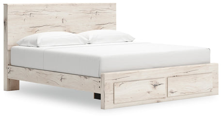 Lawroy Light Natural Storage Panel Bedroom Set with 2 Footboard Drawers by Ashley at Eve Furniture