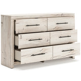 Lawroy Light Natural Storage Panel Bedroom Set with 2 Footboard Drawers by Ashley at Eve Furniture