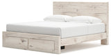 Lawroy Light Natural Storage Panel Bedroom Set with 2 Footboard Drawers by Ashley at Eve Furniture