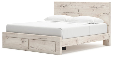 Lawroy Light Natural Storage Panel Bedroom Set with 2 Footboard Drawers by Ashley at Eve Furniture