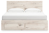 Lawroy Light Natural Storage Panel Bedroom Set with 2 Footboard Drawers by Ashley at Eve Furniture