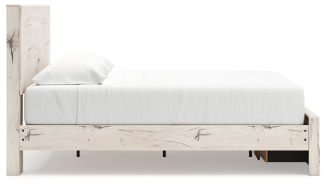 Lawroy Light Natural Storage Panel Bedroom Set with 2 Footboard Drawers by Ashley at Eve Furniture