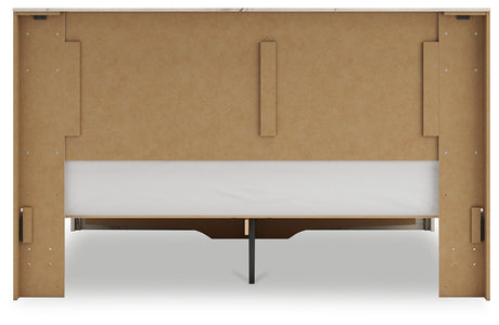Lawroy Light Natural Storage Panel Bedroom Set with 2 Footboard Drawers by Ashley at Eve Furniture