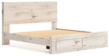 Lawroy Light Natural Storage Panel Bedroom Set with 2 Footboard Drawers by Ashley at Eve Furniture
