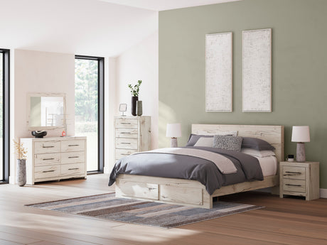 Lawroy Light Natural Storage Panel Bedroom Set with 2 Footboard Drawers by Ashley at Eve Furniture