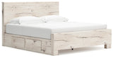 Lawroy Light Natural Storage Panel Bedroom Set with 2 One-Side Drawers by Ashley at Eve Furniture