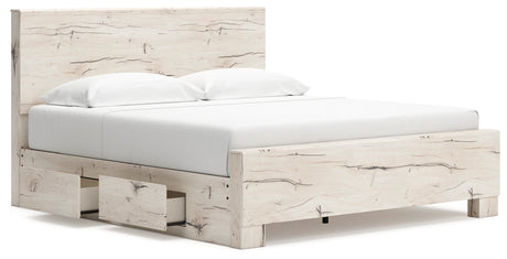 Lawroy Light Natural Storage Panel Bedroom Set with 2 One-Side Drawers by Ashley at Eve Furniture