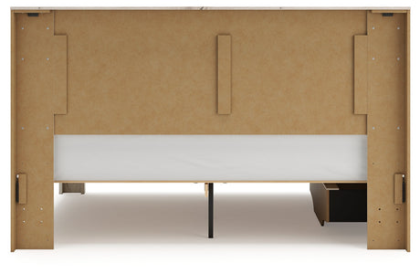 Lawroy Light Natural Storage Panel Bedroom Set with 2 One-Side Drawers by Ashley at Eve Furniture