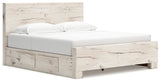 Lawroy Light Natural Storage Panel Bedroom Set with 4 Side Drawers by Ashley at Eve Furniture