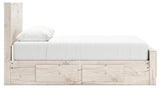 Lawroy Light Natural Storage Panel Bedroom Set with 4 Side Drawers by Ashley at Eve Furniture