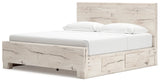 Lawroy Light Natural Storage Panel Bedroom Set with 4 Side Drawers by Ashley at Eve Furniture