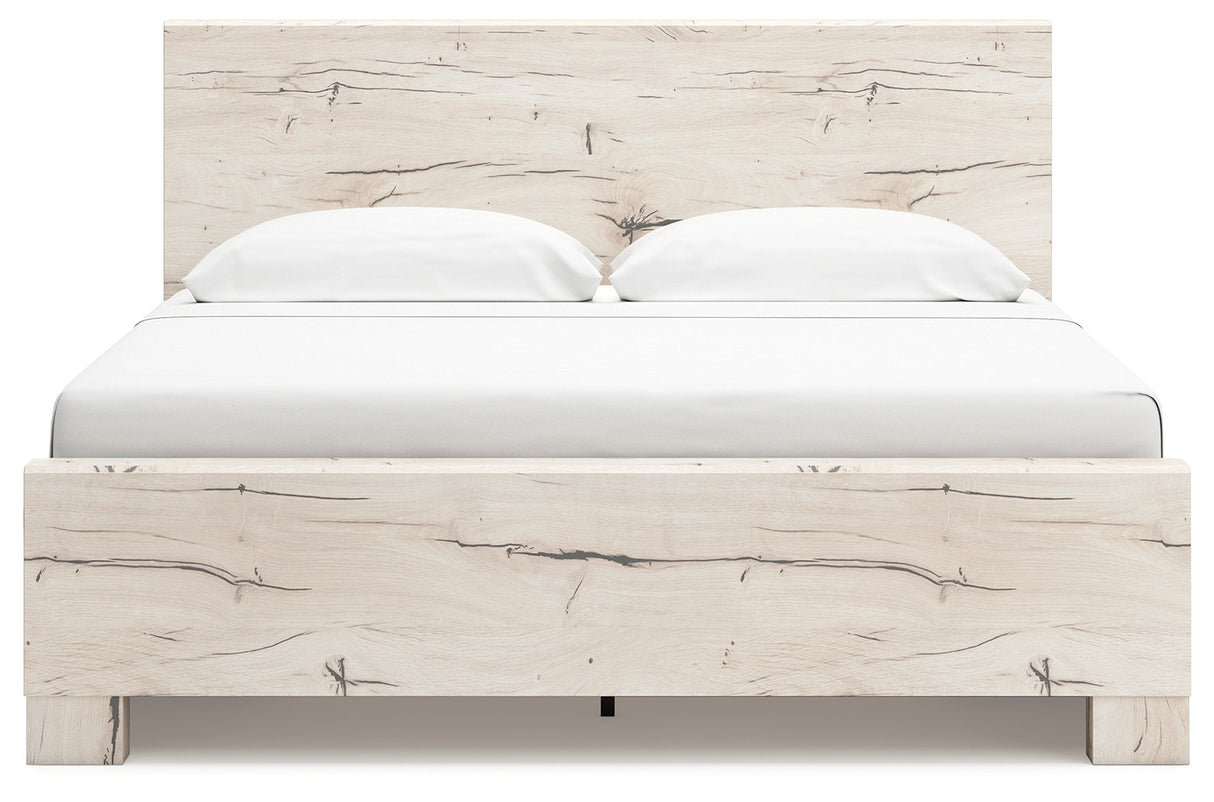 Lawroy Light Natural Storage Panel Bedroom Set with 4 Side Drawers by Ashley at Eve Furniture