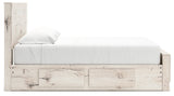 Lawroy Light Natural Storage Panel Bedroom Set with 4 Side Drawers by Ashley at Eve Furniture