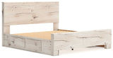 Lawroy Light Natural Storage Panel Bedroom Set with 4 Side Drawers by Ashley at Eve Furniture