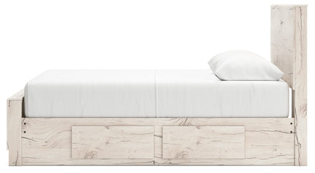 Lawroy Light Natural Storage Panel Bedroom Set with 4 Side Drawers by Ashley at Eve Furniture