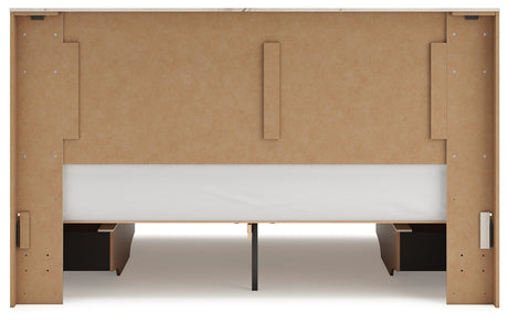 Lawroy Light Natural Storage Panel Bedroom Set with 4 Side Drawers by Ashley at Eve Furniture