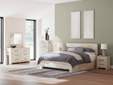 Lawroy Light Natural Storage Panel Bedroom Set with 4 Side Drawers by Ashley at Eve Furniture