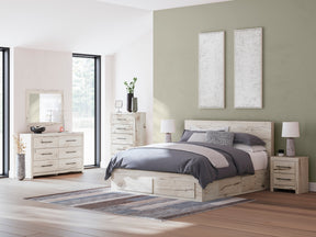 Lawroy Light Natural Storage Panel Bedroom Set with 6 Drawers by Ashley at Eve Furniture