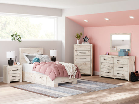 Lawroy Light Natural Twin Storage Platform Bed with 4 Drawers by Ashley at Eve Furniture