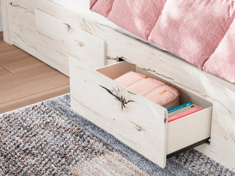Lawroy Light Natural Twin Storage Platform Bed with 4 Drawers by Ashley at Eve Furniture