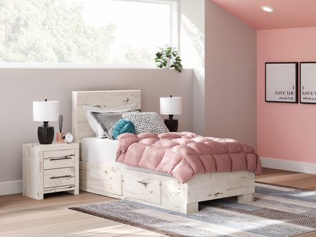 Lawroy Light Natural Twin Storage Platform Bed with 4 Drawers by Ashley at Eve Furniture