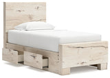 Lawroy Light Natural Twin Storage Platform Bed with 4 Drawers by Ashley at Eve Furniture