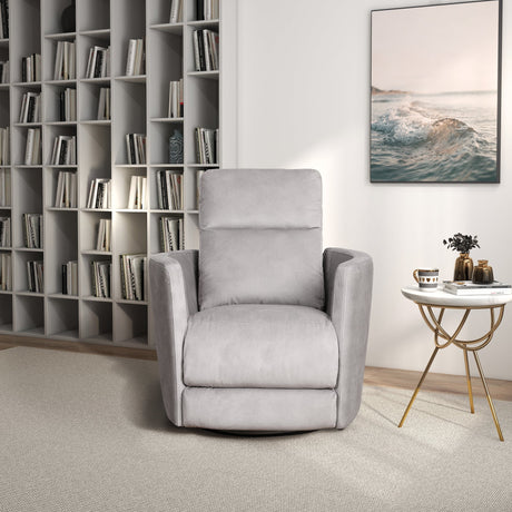 Lawson Swivel Glider Suede Recliner Chair - Latte by Ashcroft Furniture at Eve Furniture
