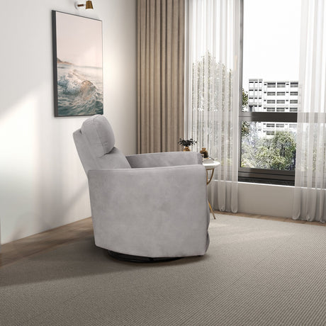 Lawson Swivel Glider Suede Recliner Chair - Latte by Ashcroft Furniture at Eve Furniture
