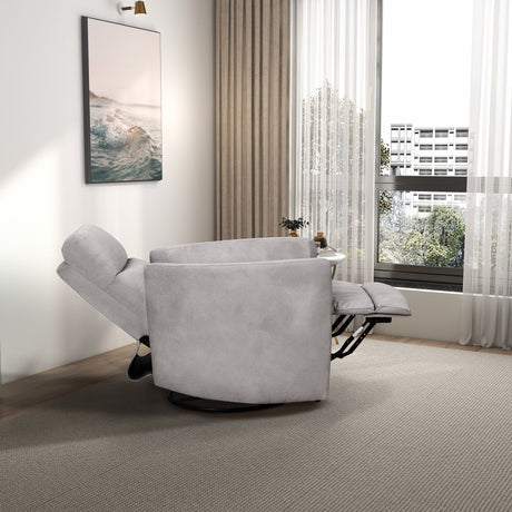 Lawson Swivel Glider Suede Recliner Chair - Latte by Ashcroft Furniture at Eve Furniture