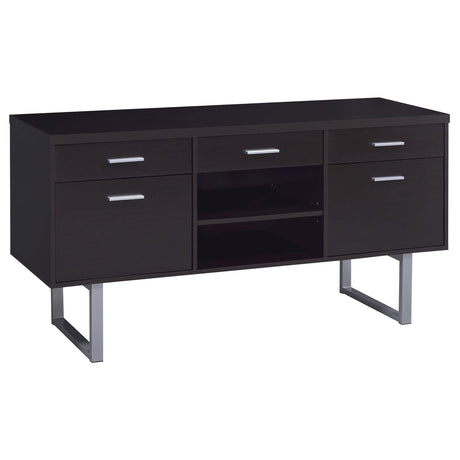 Lawtey Cappuccino 5-Drawer Credenza with Adjustable Shelf