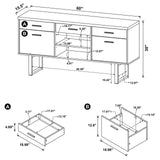 Lawtey Cappuccino 5-Drawer Credenza with Adjustable Shelf