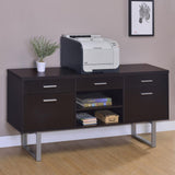 Lawtey Cappuccino 5-Drawer Credenza with Adjustable Shelf