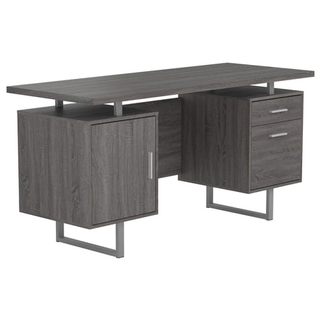 Lawtey Weathered Gray Floating Top Office Desk