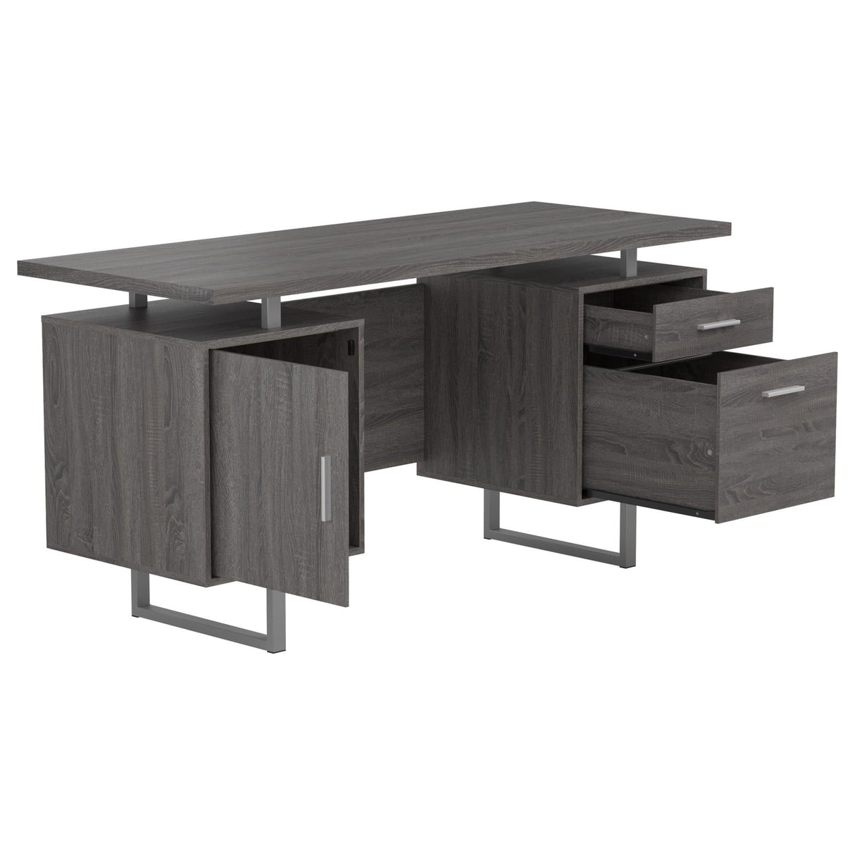 Lawtey Weathered Gray Floating Top Office Desk