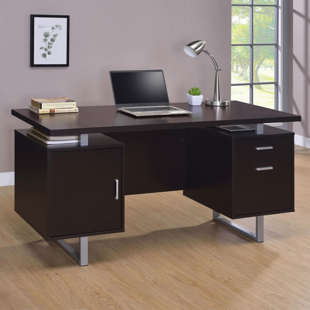 Lawtey Cappuccino Rectangular Storage Office Desk