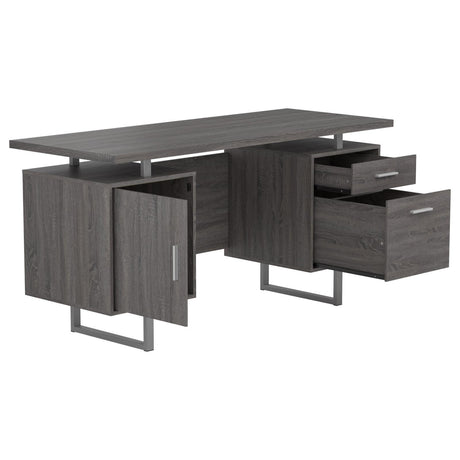 Lawtey Weathered Gray Floating Top Office Desk by Coaster at Eve Furniture