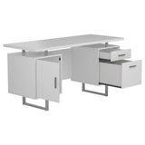 Lawtey White Gloss Floating Top Office Desk by Coaster at Eve Furniture