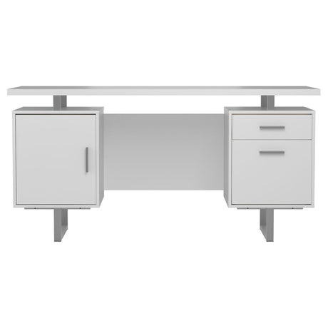 Lawtey White Gloss Floating Top Office Desk by Coaster at Eve Furniture