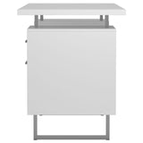 Lawtey White Gloss Floating Top Office Desk by Coaster at Eve Furniture