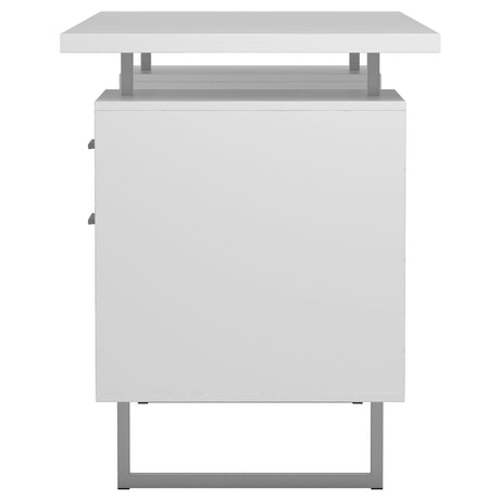 Lawtey White Gloss Floating Top Office Desk by Coaster at Eve Furniture