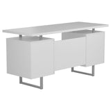 Lawtey White Gloss Floating Top Office Desk by Coaster at Eve Furniture
