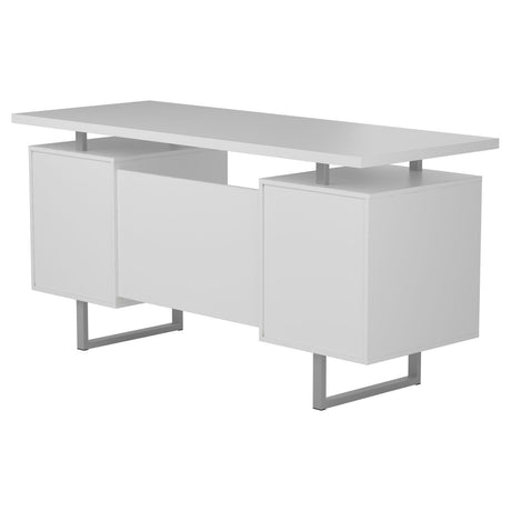 Lawtey White Gloss Floating Top Office Desk by Coaster at Eve Furniture