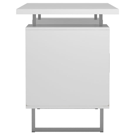 Lawtey White Gloss Floating Top Office Desk by Coaster at Eve Furniture
