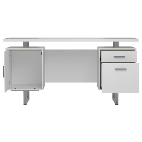 Lawtey White Gloss Floating Top Office Desk by Coaster at Eve Furniture