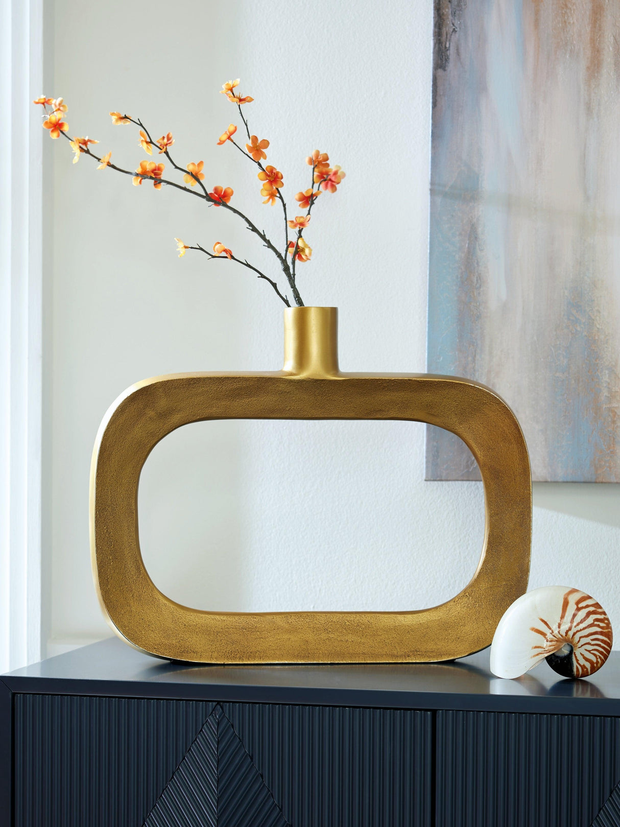 Lawtonville Antique Gold Finish Vase by Ashley at Eve Furniture