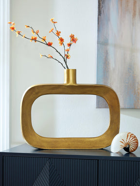 Lawtonville Antique Gold Finish Vase by Ashley at Eve Furniture