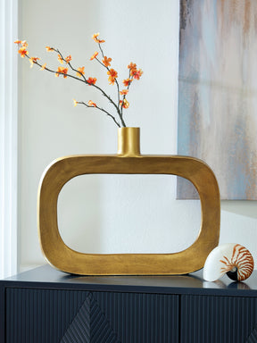 Lawtonville Antique Gold Finish Vase by ASHLEY FURNITURE at Eve Furniture
