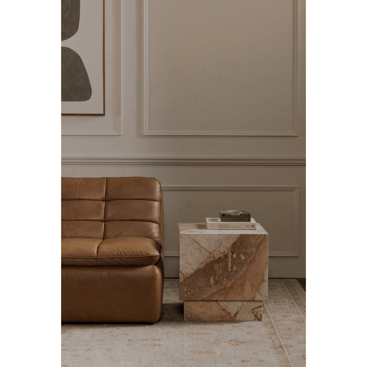 Layla Breccia Beige Marble Side Table by Moe's Home at Eve Furniture