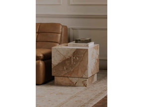 Layla Breccia Beige Marble Side Table