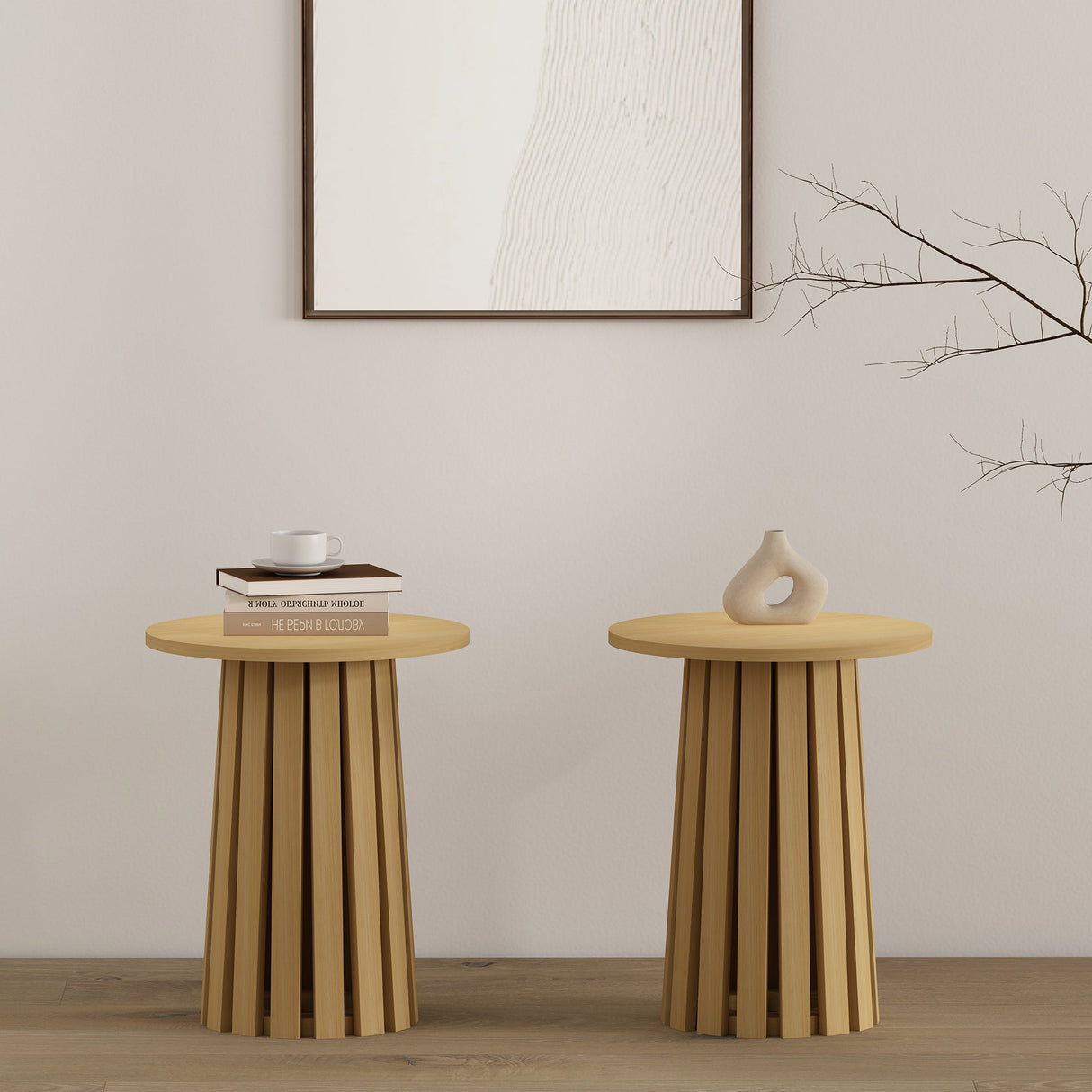Layla End Table in Natural Oak (set of 2) by Manhattan Comfort at Eve Furniture